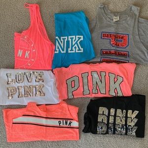 Lot of excellent condition PINK XS tank tops!